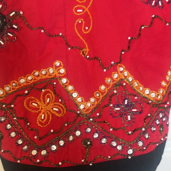 Chaudry red flare embellished skirt from India size medium - Picture 6 of 10